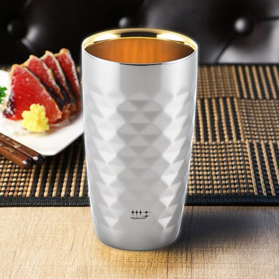 磨き屋シンジケート　二重ビアタンブラー370ml（ダイヤモンドカット/内面金メッキ仕上げ）
